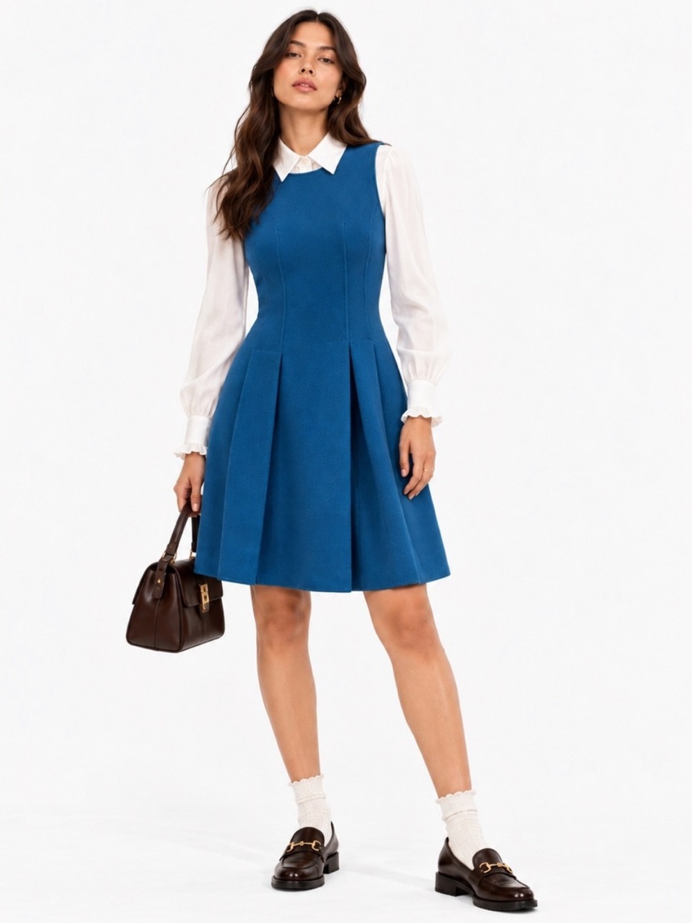 Vintage Jil Sander Blue Wool Pleated Jumper Dress – Size IT 36 EUC